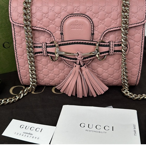 NEW Gucci Emily Guccissima Pink Small Crossbody Bag Horse-bit embellishment - Picture 2 of 10